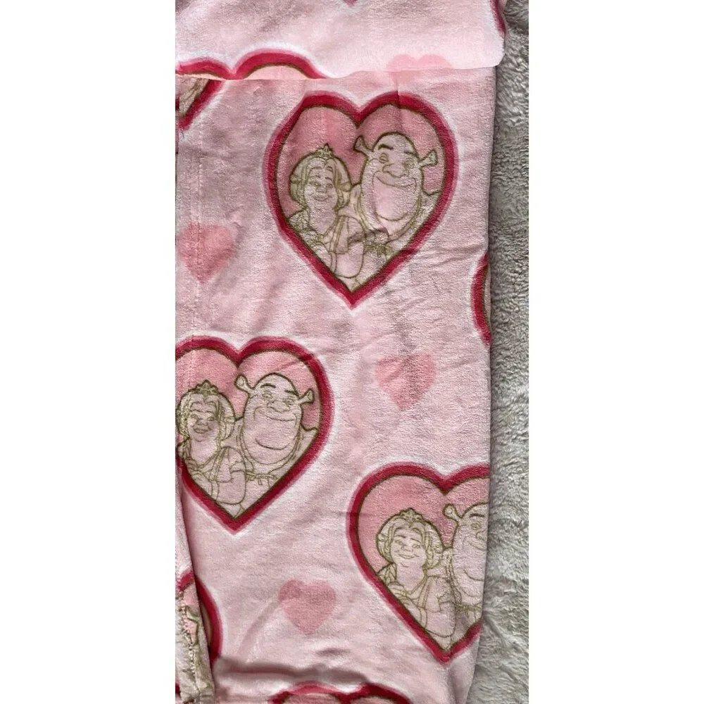Shrek And Fiona Valentines Hearts‎ Soft Plush Throw Blanket 50” X 70” Pink NEW